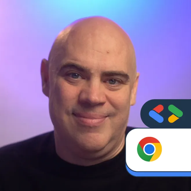 The same portrait with the Google Developer Expert and Chrome badges in the lower corner